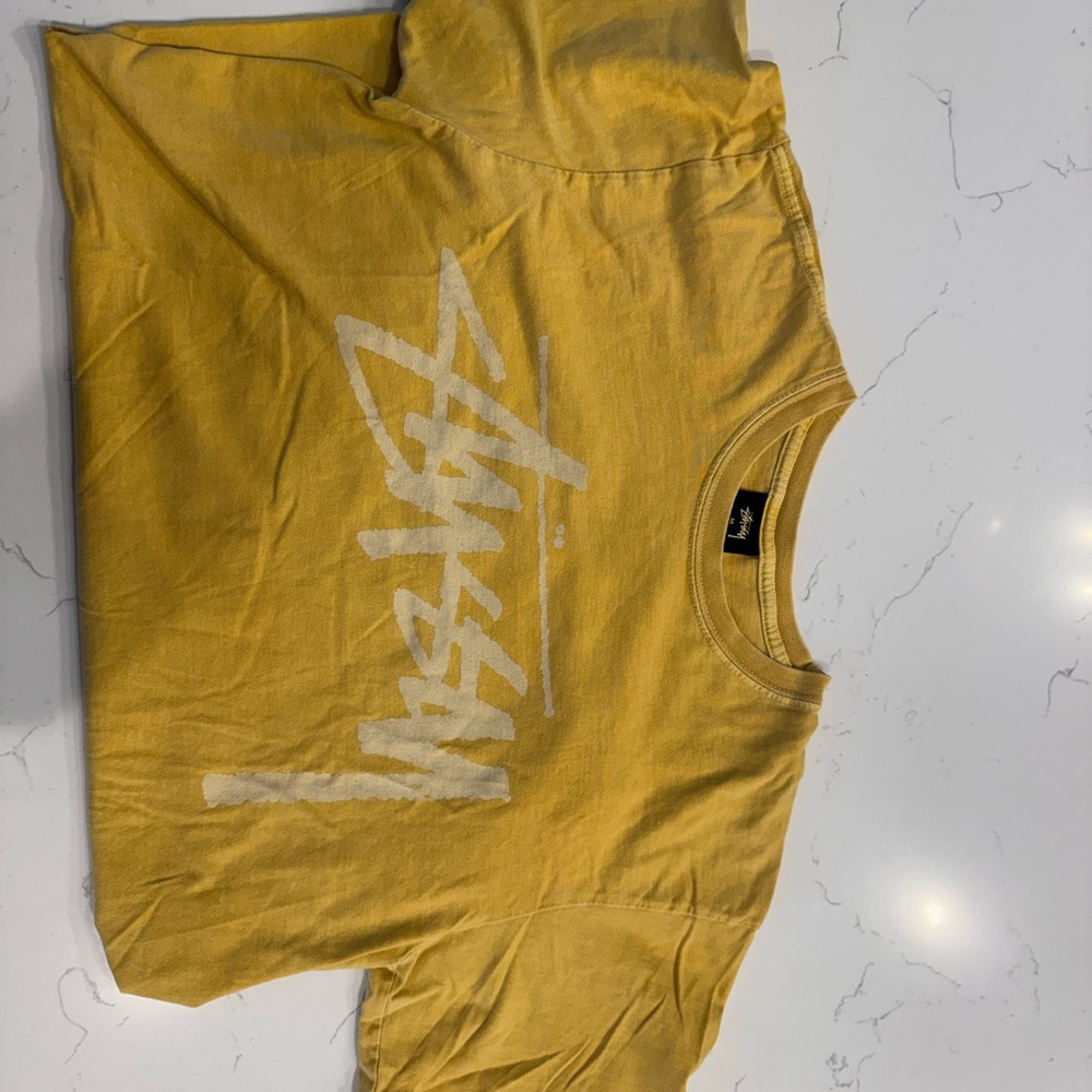 Stussy Mustard Tee with White Logo